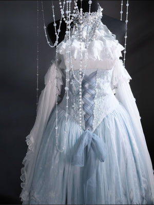 Snow Lily Elegant Lolita Separate Set LE1129 - LolitaEraTop+Skirt+Sleeves SetSSnow Lily Elegant Lolita Separate Set LE1129