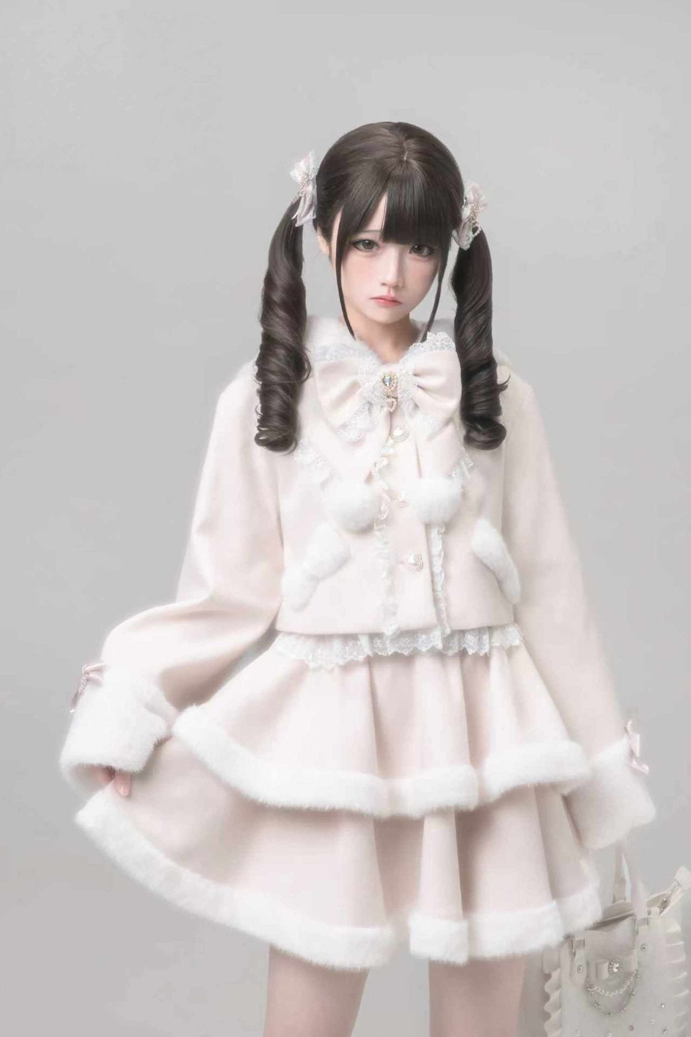 Snow Love Heart Pink Rabbit Ear Coat - LolitaEraPink TopSSnow Love Heart Pink Rabbit Ear Coat