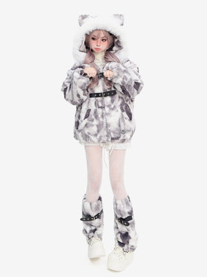 Snow Mountain Gradient Thick Plush Padded Coat - LolitaEraGraySSnow Mountain Gradient Thick Plush Padded Coat
