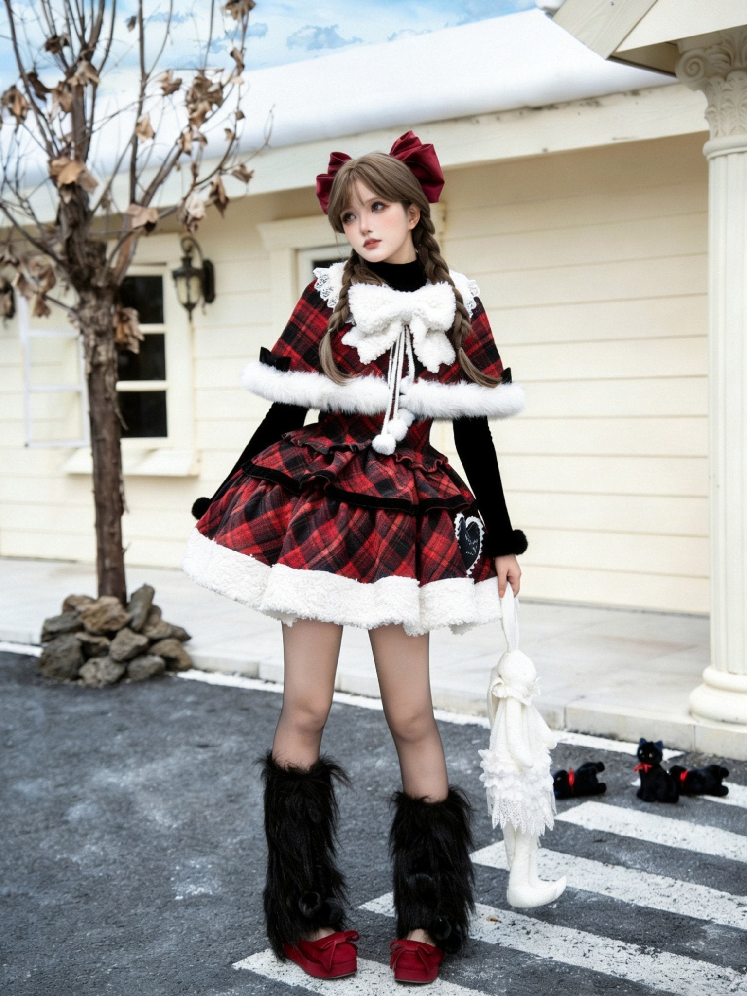 Snow Night Wish Melody Plaid Lolita JSK - LolitaEra