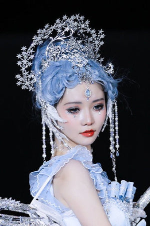 Snow Spirit Bridal Wedding Crown Headpiece - LolitaEraSetSnow Spirit Bridal Wedding Crown Headpiece