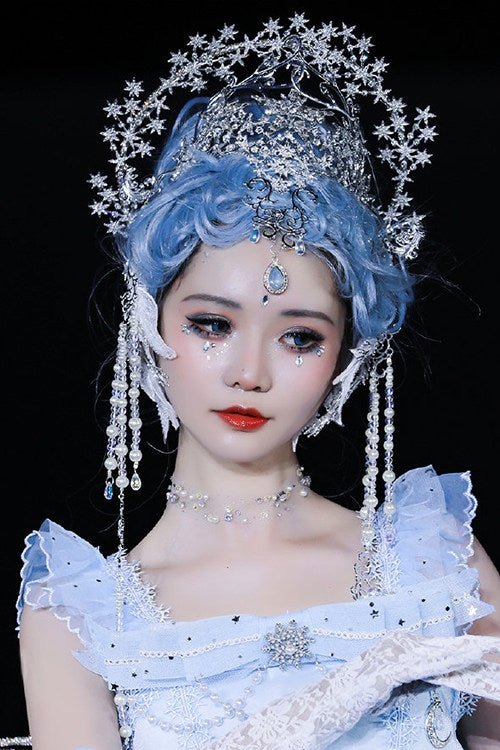 Snow Spirit Bridal Wedding Crown Headpiece - LolitaEraSetSnow Spirit Bridal Wedding Crown Headpiece