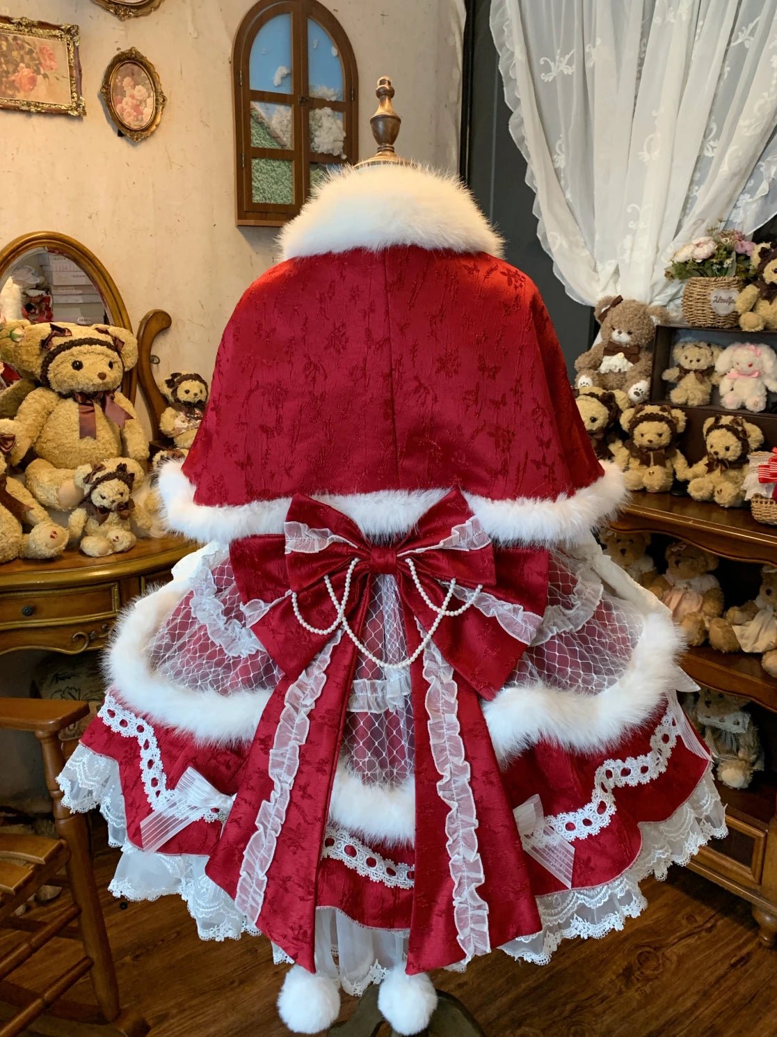 Snowfall Letter Lolita Autumn Winter Plush Velvet Christmas JSK Dress Set - LolitaEra