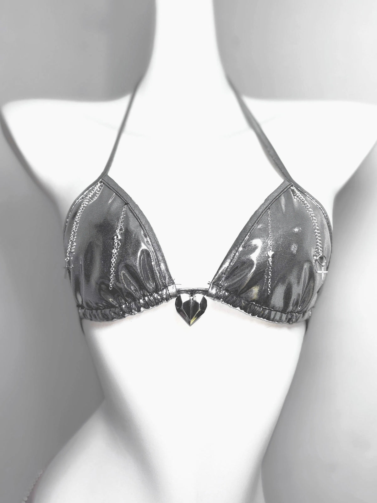 Queen of Tears*TDH Original Wilderness Sparkling Silver Cross Body Chain Hot Girl Hanging Neck Suspender Short Top