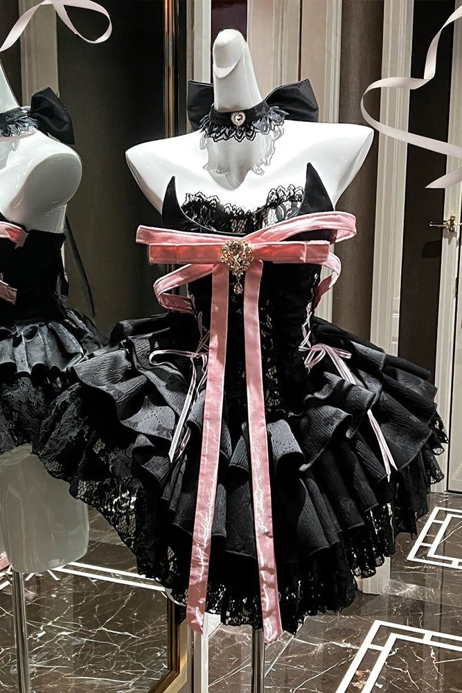 Spicy Girl Black Princess Mini Dress - LolitaEraBlack DressSSpicy Girl Black Princess Mini Dress
