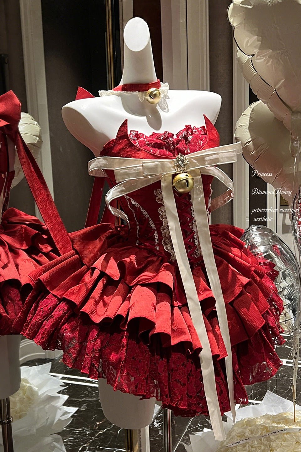 Spicy Girl Red Princess Mini Dress - LolitaEraRed DressSSpicy Girl Red Princess Mini Dress