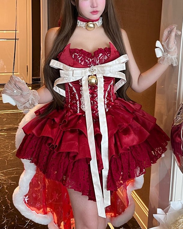 Spicy Girl Red Princess Mini Dress - LolitaEraRed DressSSpicy Girl Red Princess Mini Dress