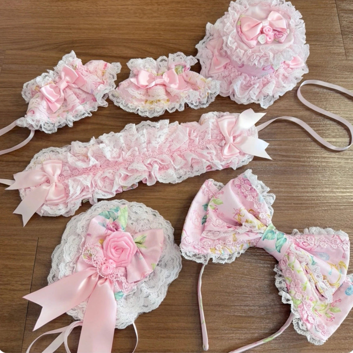 Spring 2025 Vintage Flower Wall Sweet Lolita Accessories Set BNT KC Hair Clips - LolitaEra