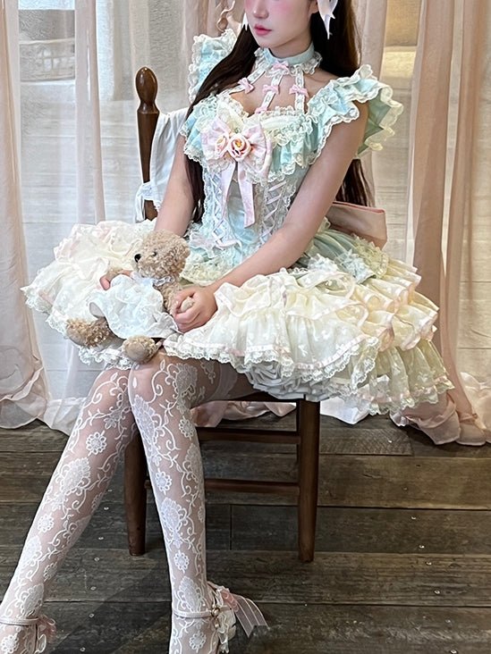 Spring Romance Princess Mint Green JSK - LolitaEraGreen Dress+BowSSpring Romance Princess Mint Green JSK