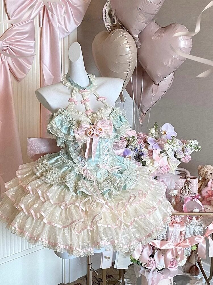Spring Romance Princess Mint Green JSK - LolitaEraGreen DressSSpring Romance Princess Mint Green JSK
