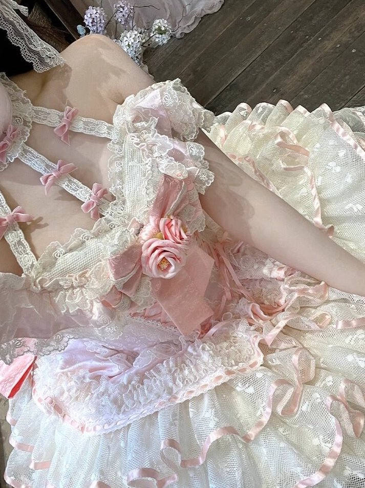 Spring Romance Princess Pink JSK - LolitaEraPink Dress+BowSSpring Romance Princess Pink JSK
