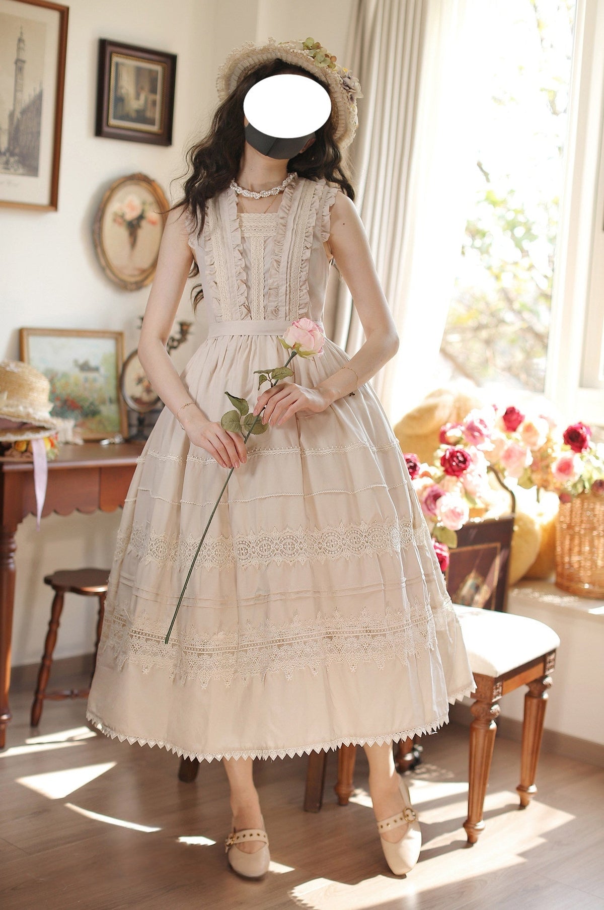 Spring Whisper Lolita Solid Color Elegant French JSK Dress - LolitaEra