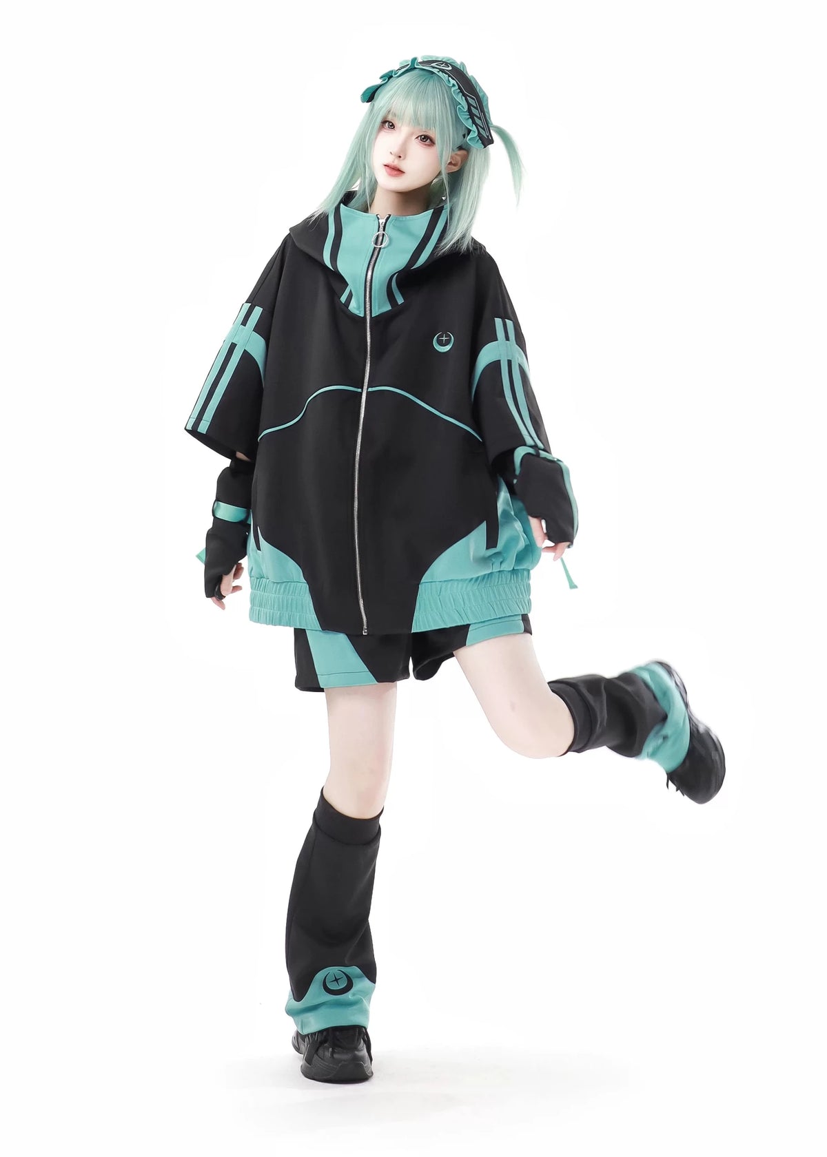 Star Signal Anime Graphic Short-Sleeve Techwear Set - LolitaEra