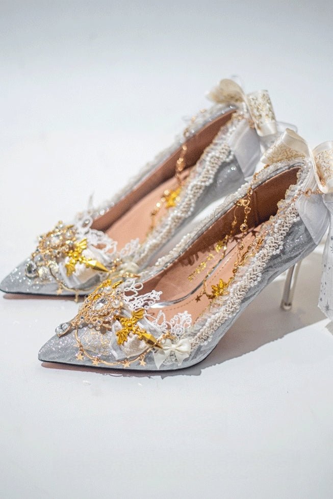 Starlit Shimmer Lolita Pointed - Toe Stiletto Heels LE5103 - LolitaEra7.5CM34Starlit Shimmer Lolita Pointed - Toe Stiletto Heels LE5103