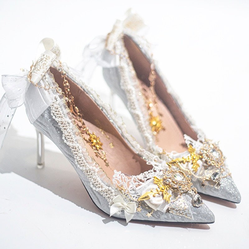 Starlit Shimmer Lolita Pointed - Toe Stiletto Heels LE5103 - LolitaEra7.5CM34Starlit Shimmer Lolita Pointed - Toe Stiletto Heels LE5103
