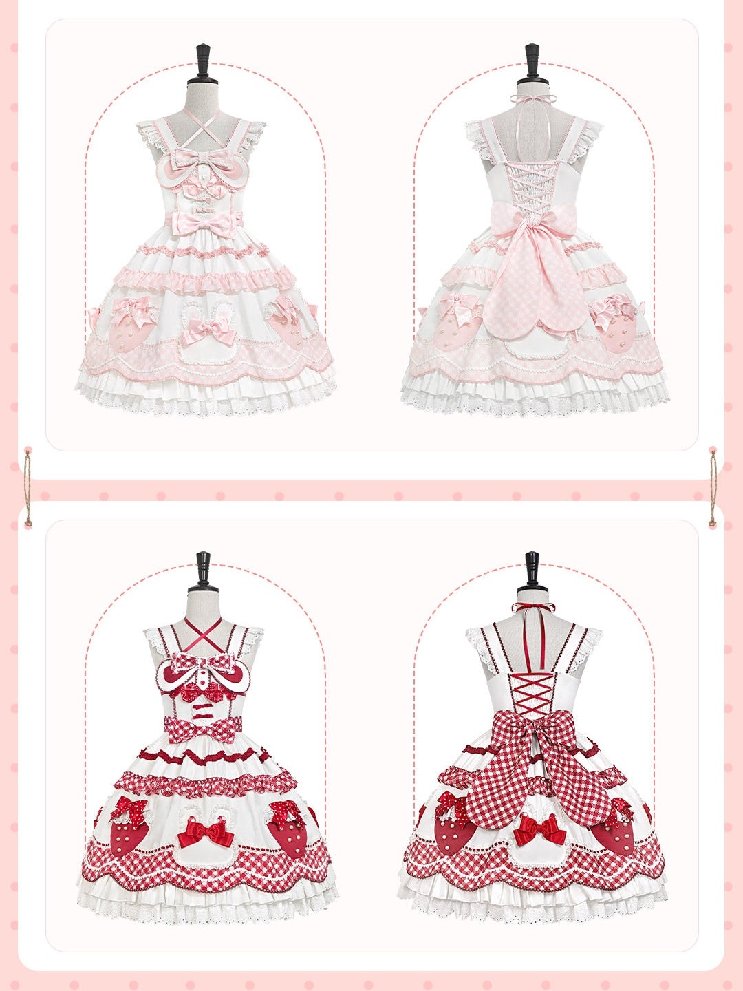 Starry‑Fallen Strawberry Rabbit Original Lolita Cute JSK Dress - LolitaEra