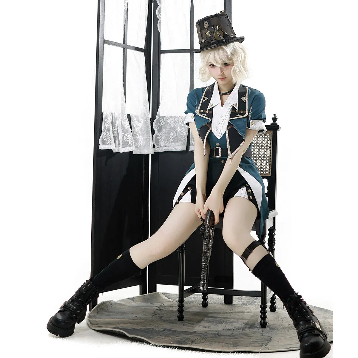 Unknown Star Original Andrea Bookstore Steampunk Army Lolita Gothic Dark Academy Girl Suit Summer