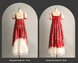 Stellar Map Empire Waist OP Vintage Wine Red Lolita - LolitaEraOP Dress (Gold Embroidery)RedSStellar Map Empire Waist OP Vintage Wine Red Lolita
