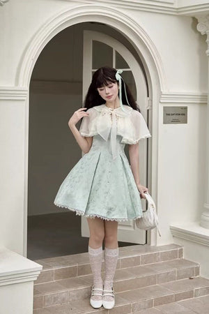 Stellar Weave Dream Lolita Halter JSK Dress - LolitaEraGreen Long JSKXSStellar Weave Dream Lolita Halter JSK Dress