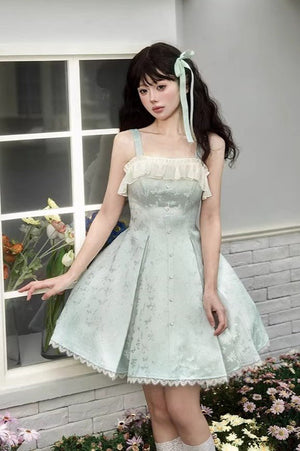 Stellar Weave Dream Lolita Halter JSK Dress - LolitaEraGreen Long JSKXSStellar Weave Dream Lolita Halter JSK Dress