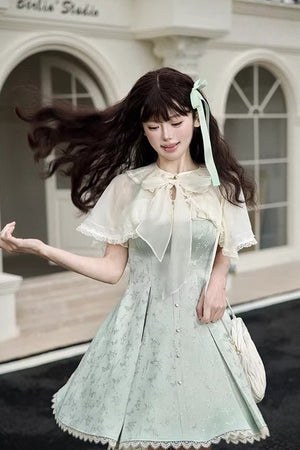 Stellar Weave Dream Lolita Halter JSK Dress - LolitaEraGreen Long JSKXSStellar Weave Dream Lolita Halter JSK Dress