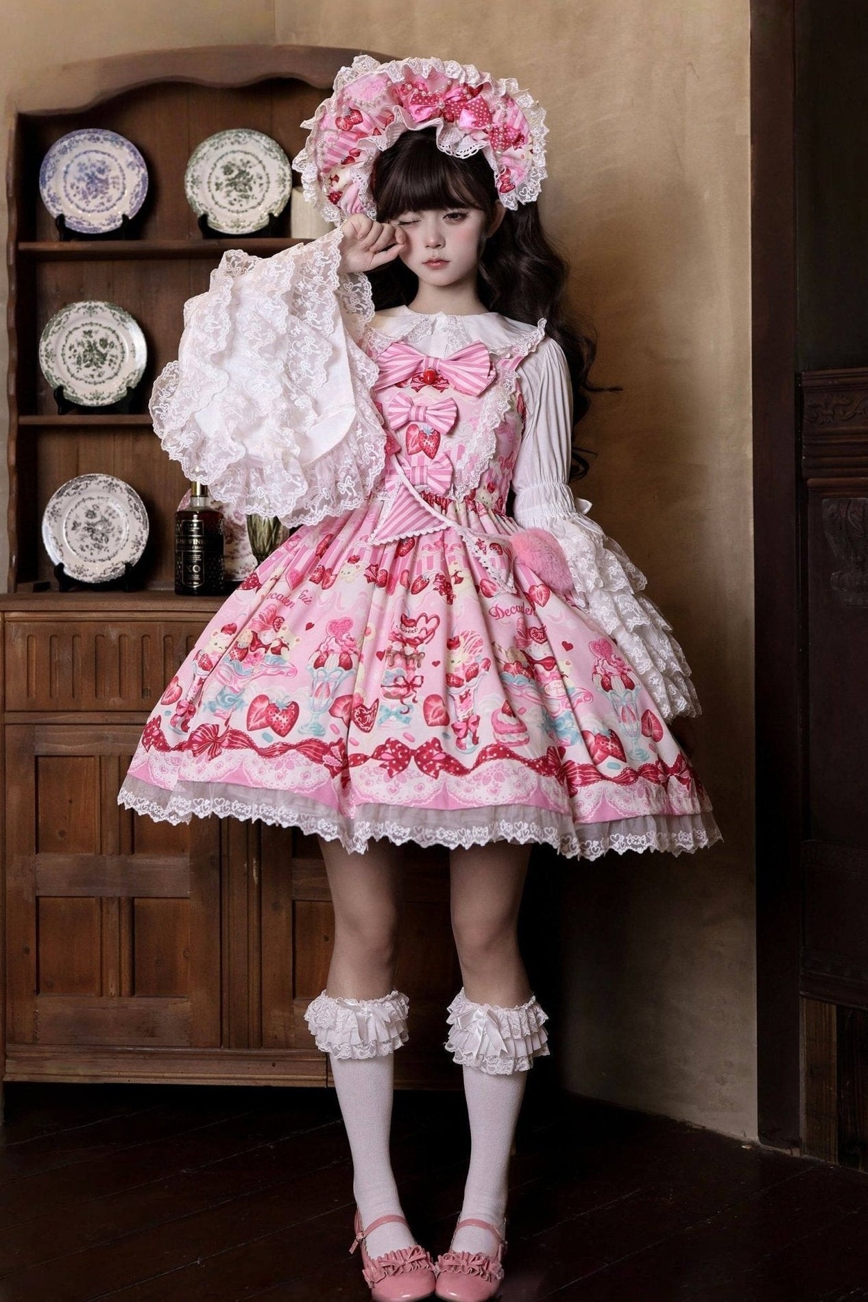 Strawberry Parfait Sweet Lolita Pink JSK Dress - LolitaEra