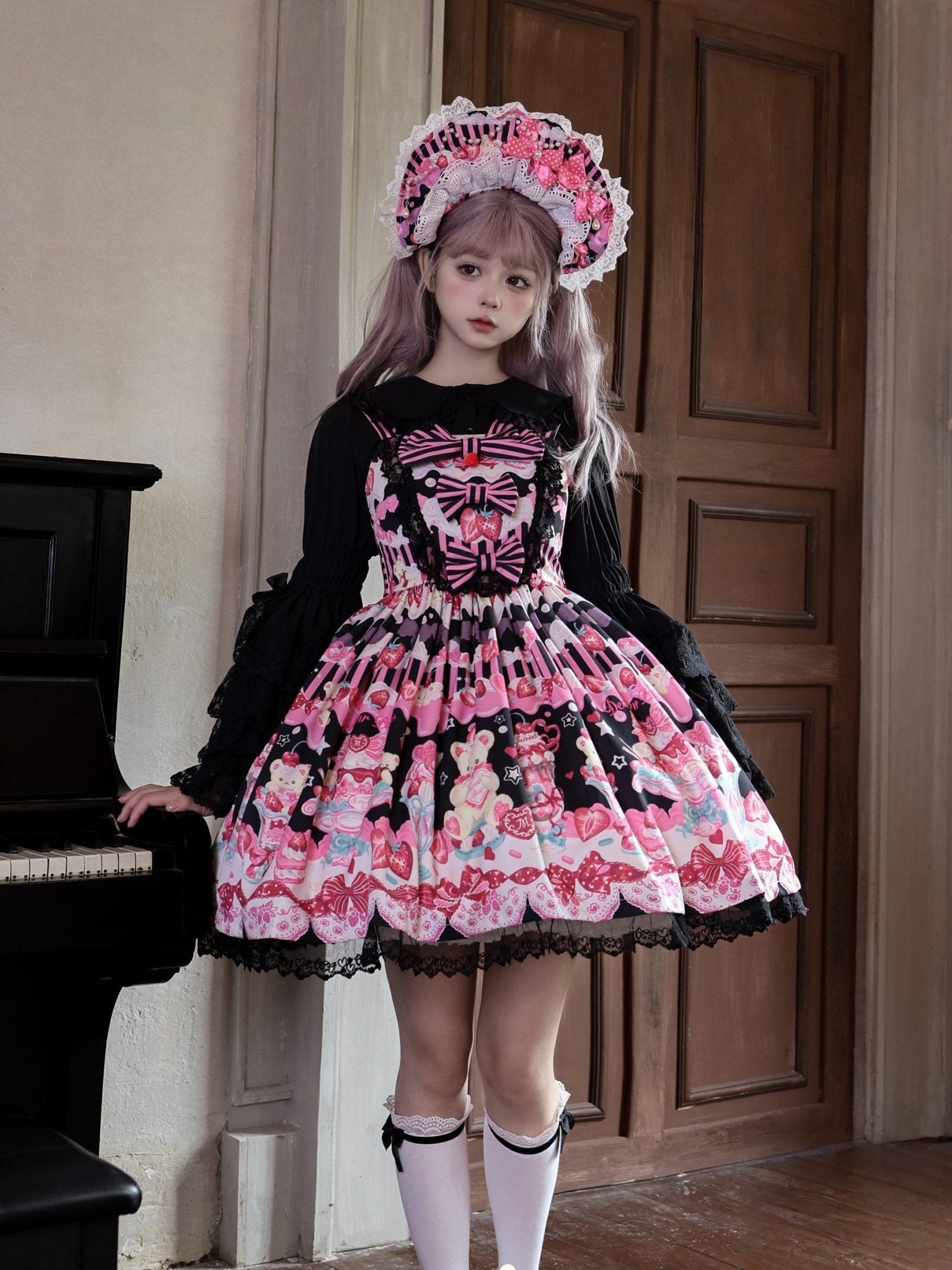 Strawberry Parfait Sweet Lolita Princess Dress 1338 - LolitaEraBlack DressSStrawberry Parfait Sweet Lolita Princess Dress 1338