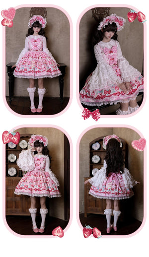 Strawberry Parfait Sweet Lolita Princess Dress 1338 - LolitaEraBlack DressSStrawberry Parfait Sweet Lolita Princess Dress 1338