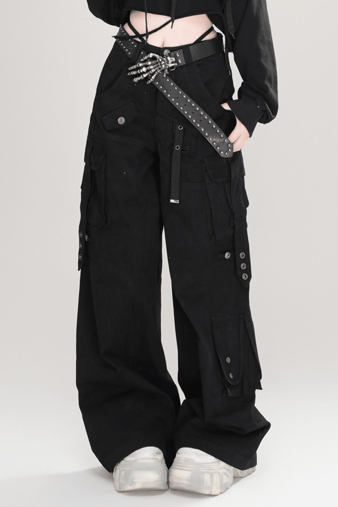 Streetwear Vintage Low - Waist Cargo Pants - LolitaEraBrownSStreetwear Vintage Low - Waist Cargo Pants