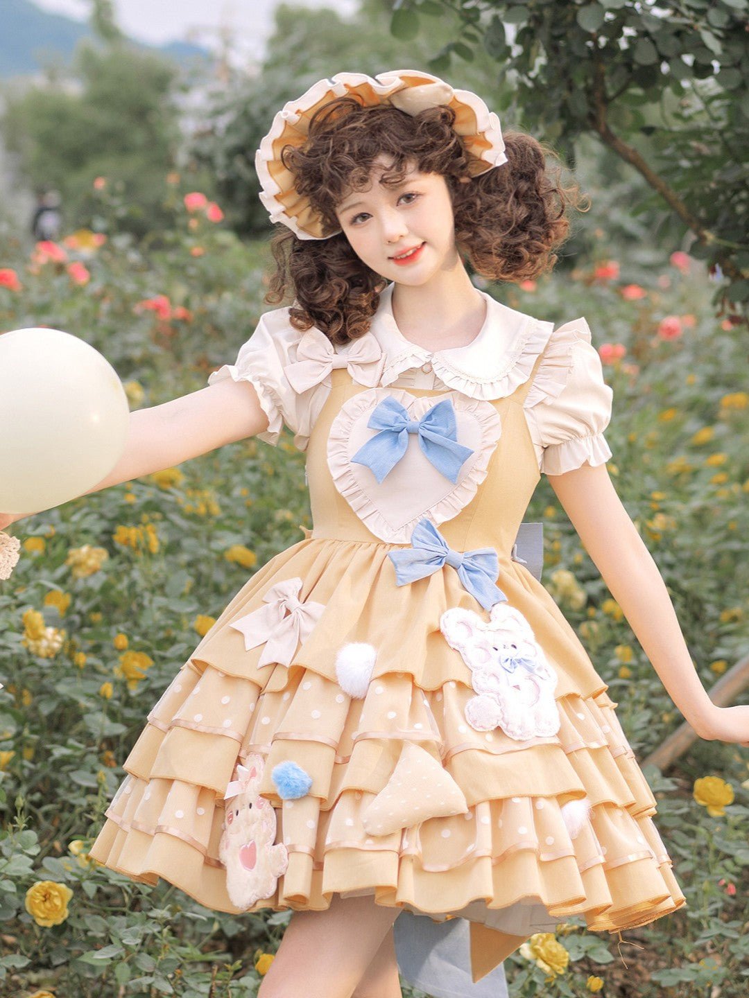 Sunny Bear Picnic Lolita Yellow JSK Dress - LolitaEraYellow JSKSSunny Bear Picnic Lolita Yellow JSK Dress