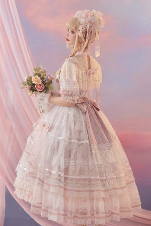 Sunset Land Embroidered Wedding Lolita Full Set 1235 - LolitaEraPink SetSSunset Land Embroidered Wedding Lolita Full Set 1235