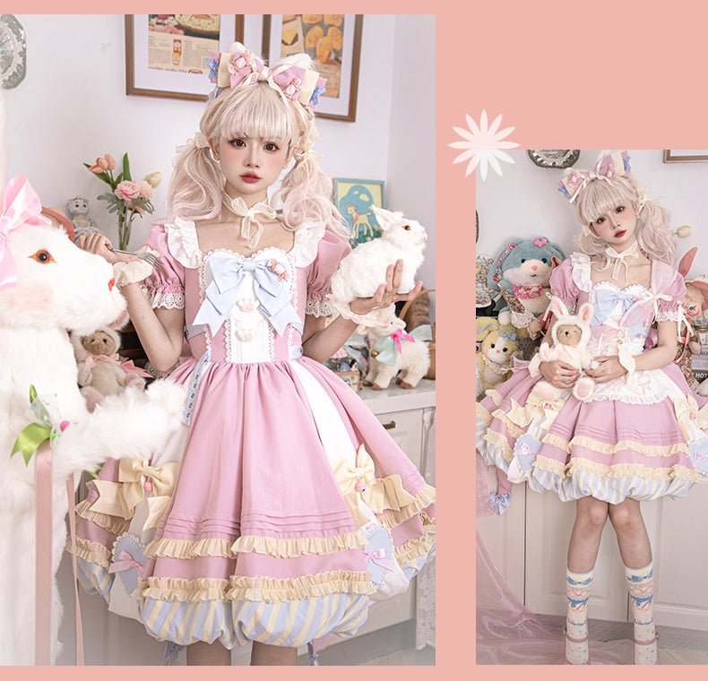 Super Sweet Lolita Girly Pink OP Dress - LolitaEraPink SetSSuper Sweet Lolita Girly Pink OP Dress