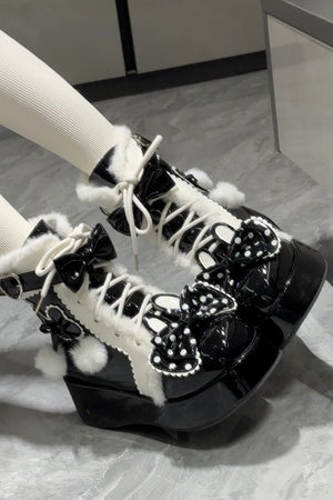 Sweet Cute Lolita Snow Boots 1300 - LolitaEraBlack Set34Sweet Cute Lolita Snow Boots 1300