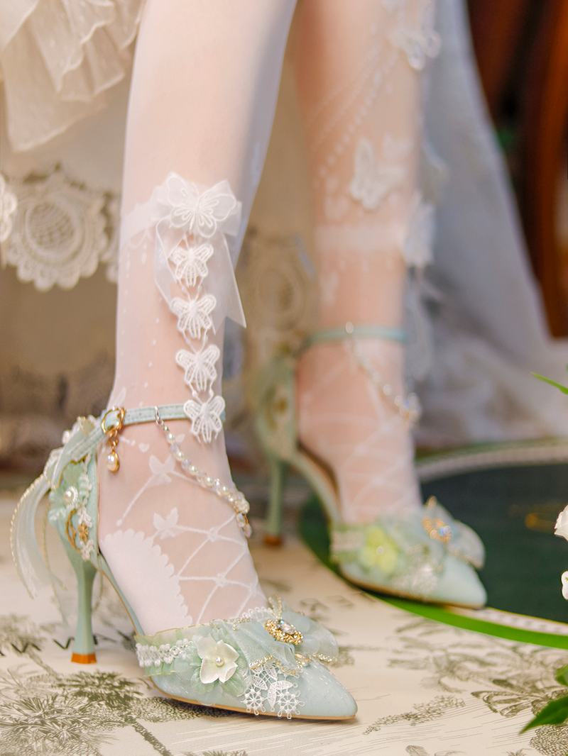 Sweet Lolita Butterfly Dream Heels - LolitaEraBlue 7cm34Sweet Lolita Butterfly Dream Heels