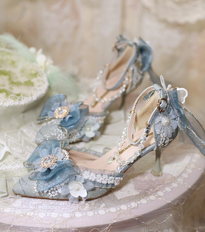 Sweet Lolita Butterfly Dream Heels - LolitaEraBlue 7cm34Sweet Lolita Butterfly Dream Heels