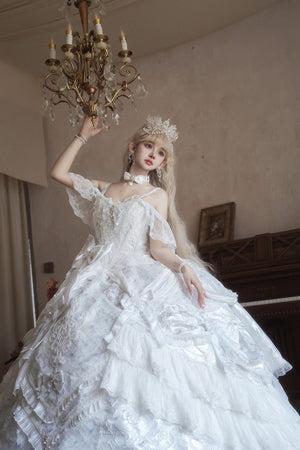 Sweet Lolita Princess White Gown - LolitaEraFive - Piece White SetSSweet Lolita Princess White Gown