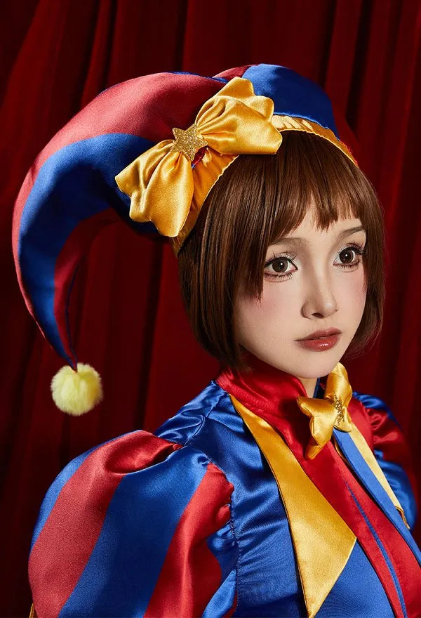 TADC Clown Girl Pomni Cosplay Costume Blue Red Jumpsuit and Hat with Gloves and Socks