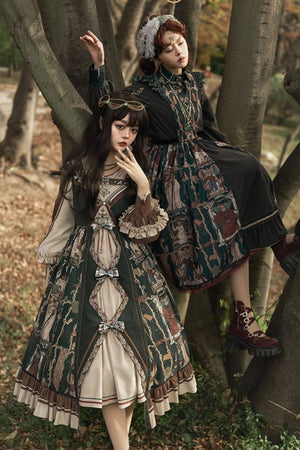 Tarot Card Royal Lolita OP Dress Set 1233 - LolitaEraGreen SetSTarot Card Royal Lolita OP Dress Set 1233