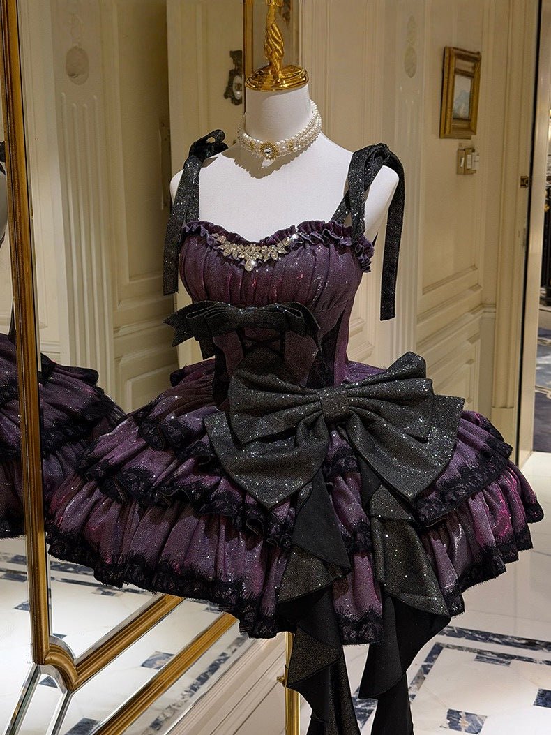 Tearful Galaxy Purple Short Party Dress - LolitaEraPurple DressSTearful Galaxy Purple Short Party Dress