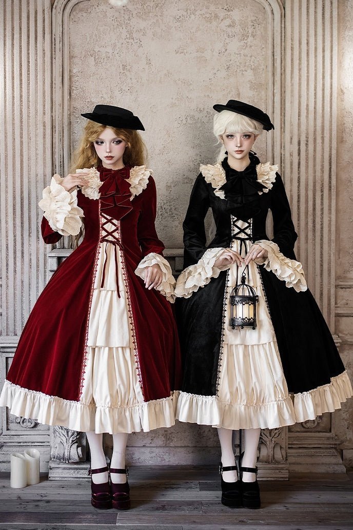 The Nutcracker Classic Long Red/Black OP Dress Set - LolitaEra