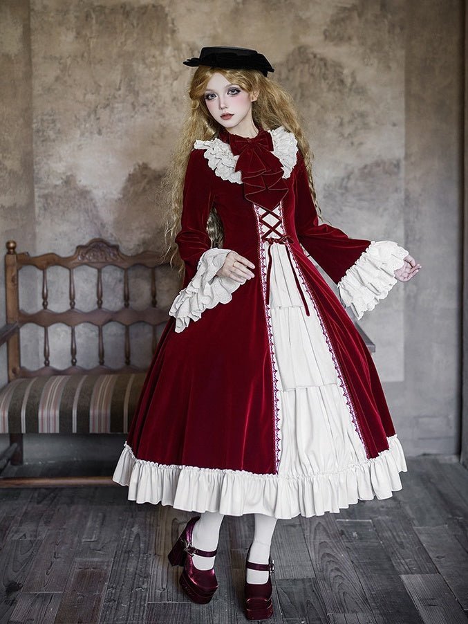The Nutcracker Classic Long Red/Black OP Dress Set - LolitaEra