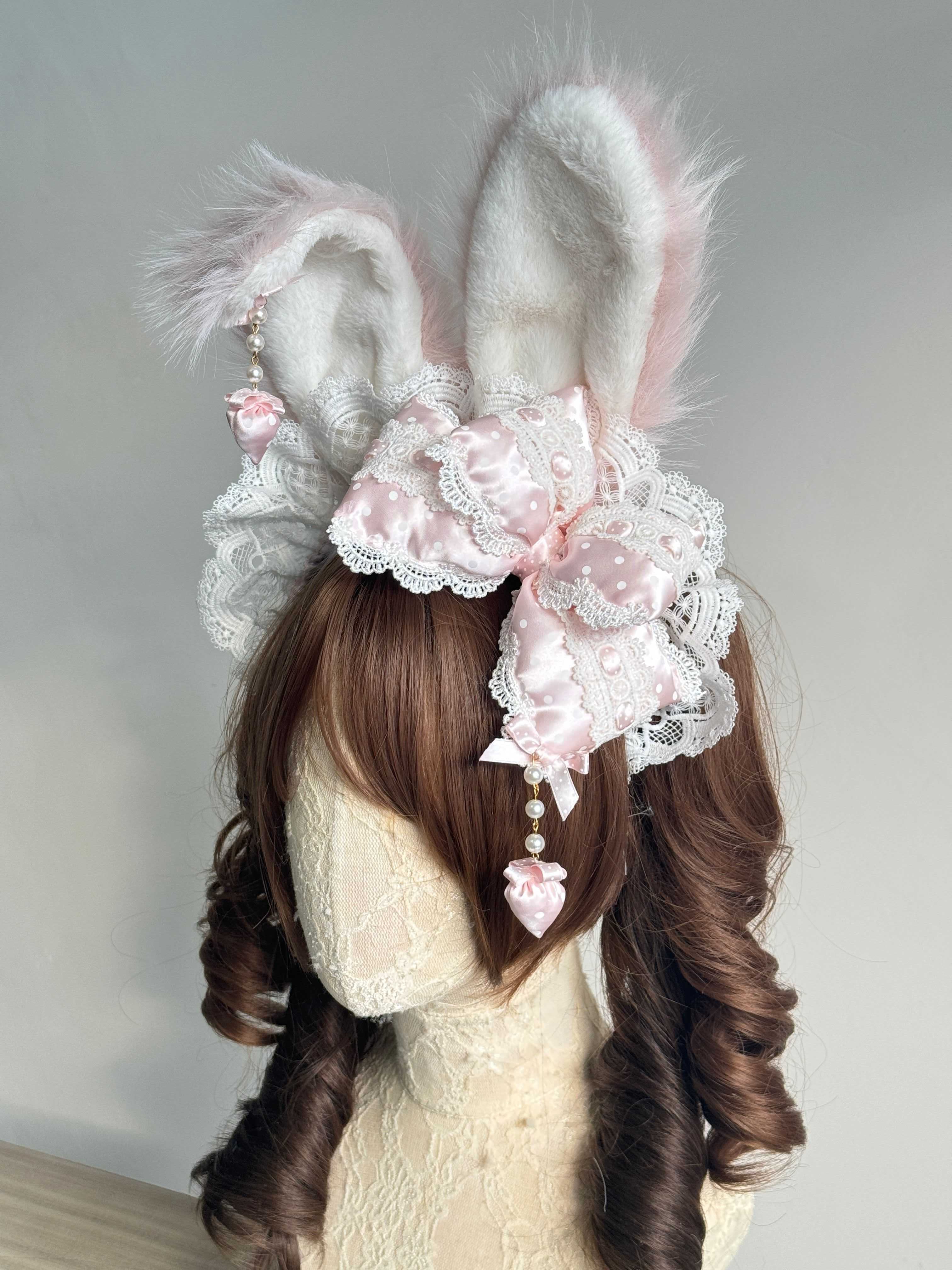 Lolita Kawaii Stuffed Bunny Ear KC Headband LA1003