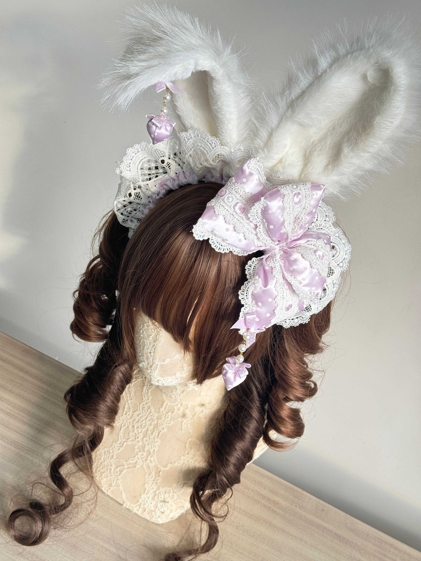 Lolita Kawaii Stuffed Bunny Ear KC Headband LA1003