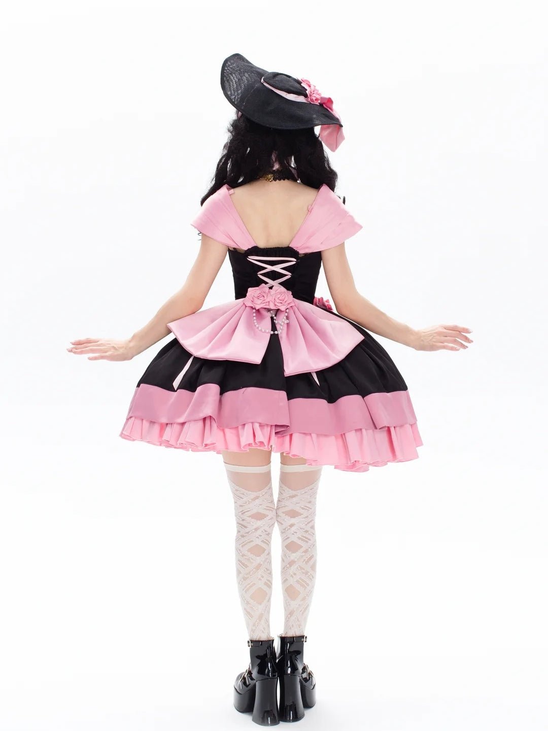 Treasure Chest Rose Lolita Black & Pink Dress - LolitaEraSetSTreasure Chest Rose Lolita Black & Pink Dress