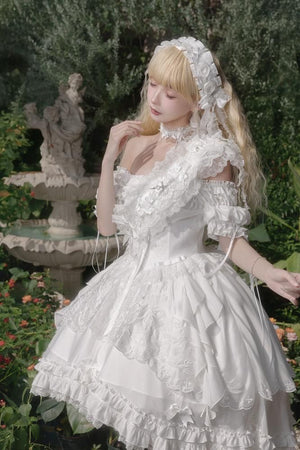 𝜗ৎ( PRE - ORDER ) Pure White Prayer Basic Lolita Dress LE1167 - LolitaEraWhiteXS𝜗ৎ( PRE - ORDER ) Pure White Prayer Basic Lolita Dress LE1167
