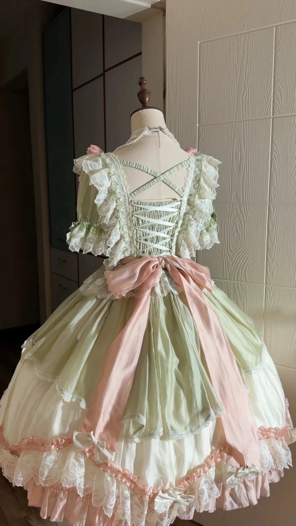 Tulip Letter Mint Green Short Sleeve Classic Lolita OP Dress - LolitaEra