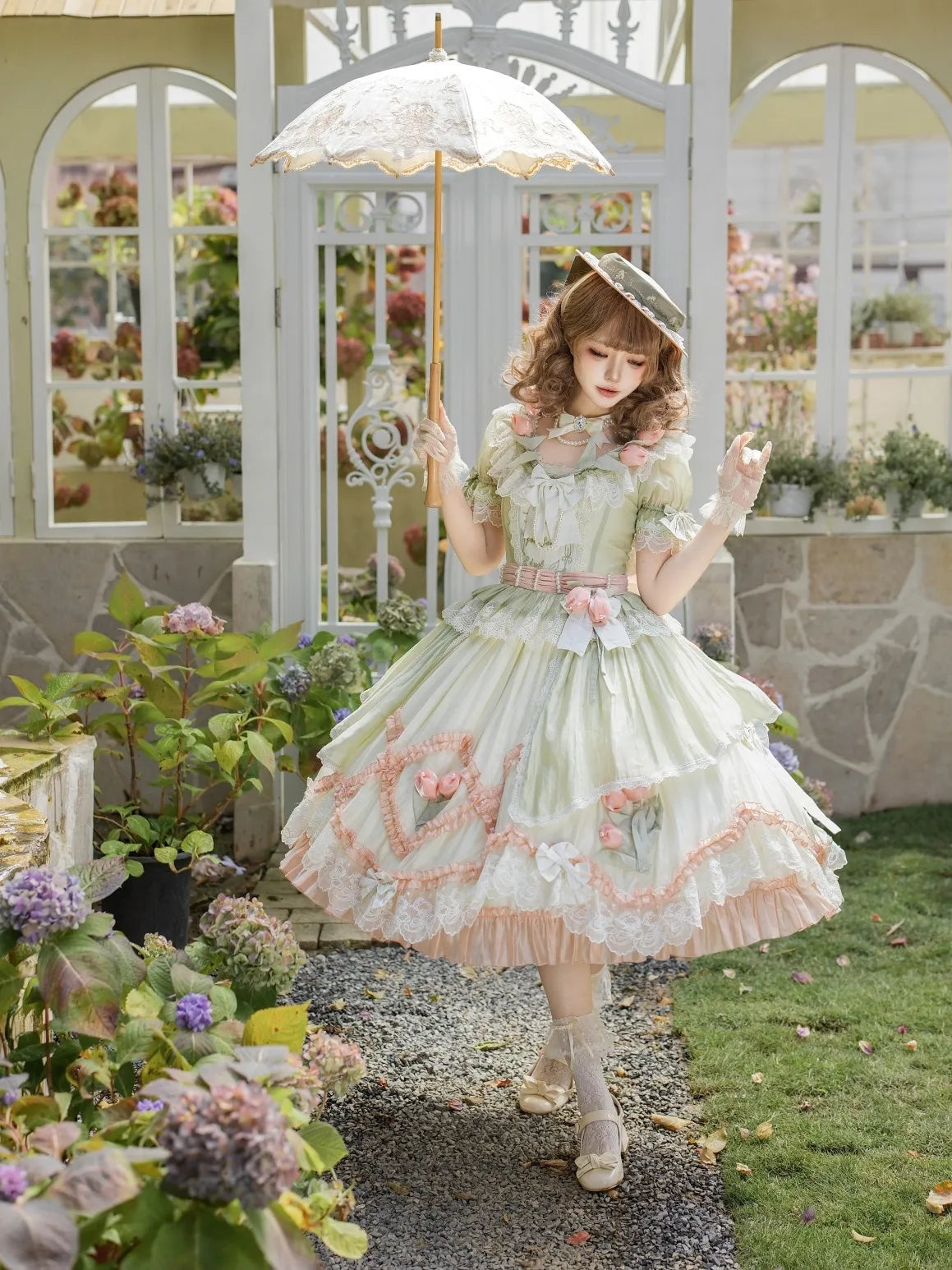 【Full Payment Drop】Reversed Illusion Lolita Exclusive Original Tulip Letter Short Sleeve OP Dress