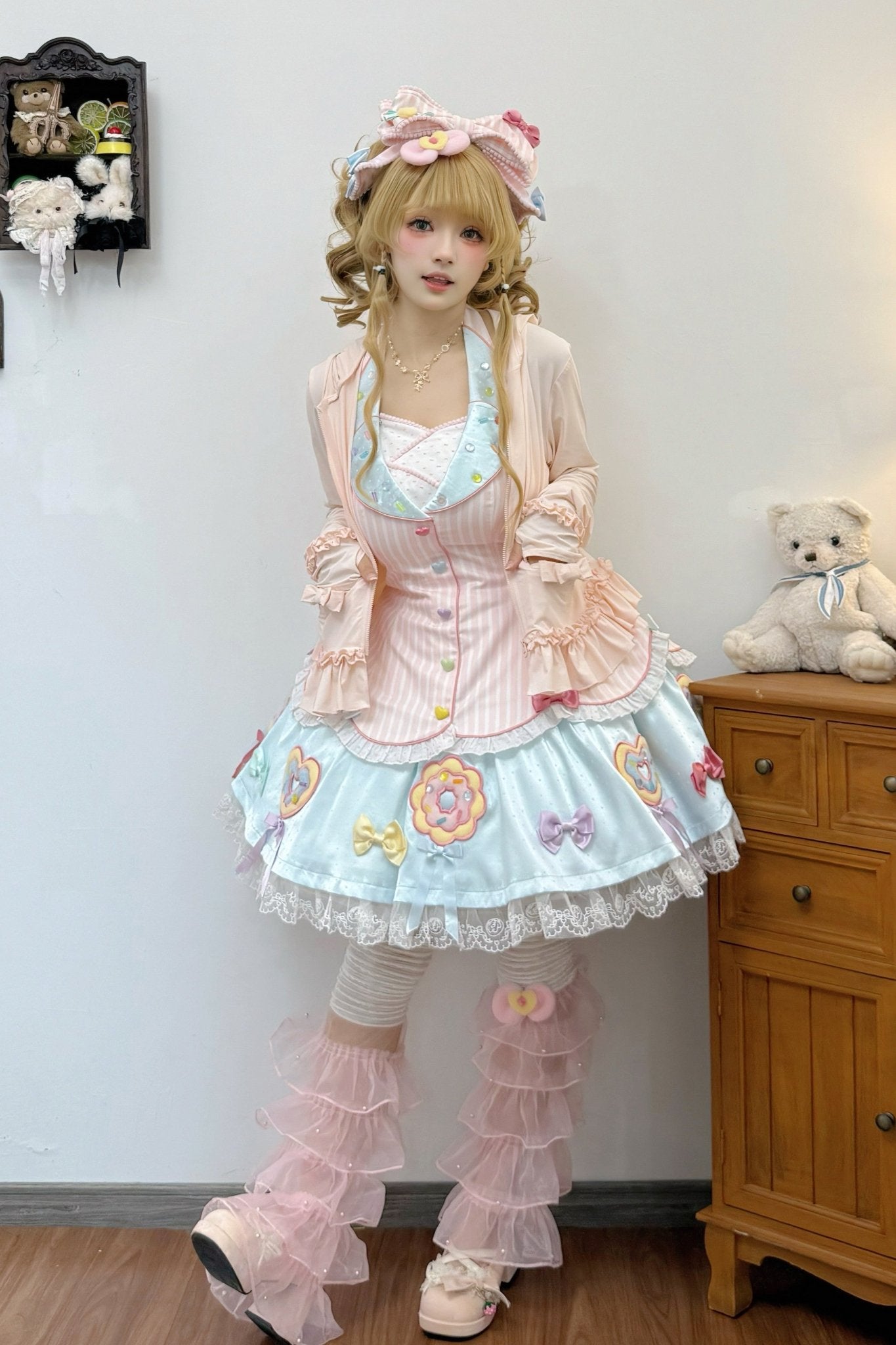 UPF50+ Lolita Sun-Protective Jacket Detachable Visor Bow - LolitaEra