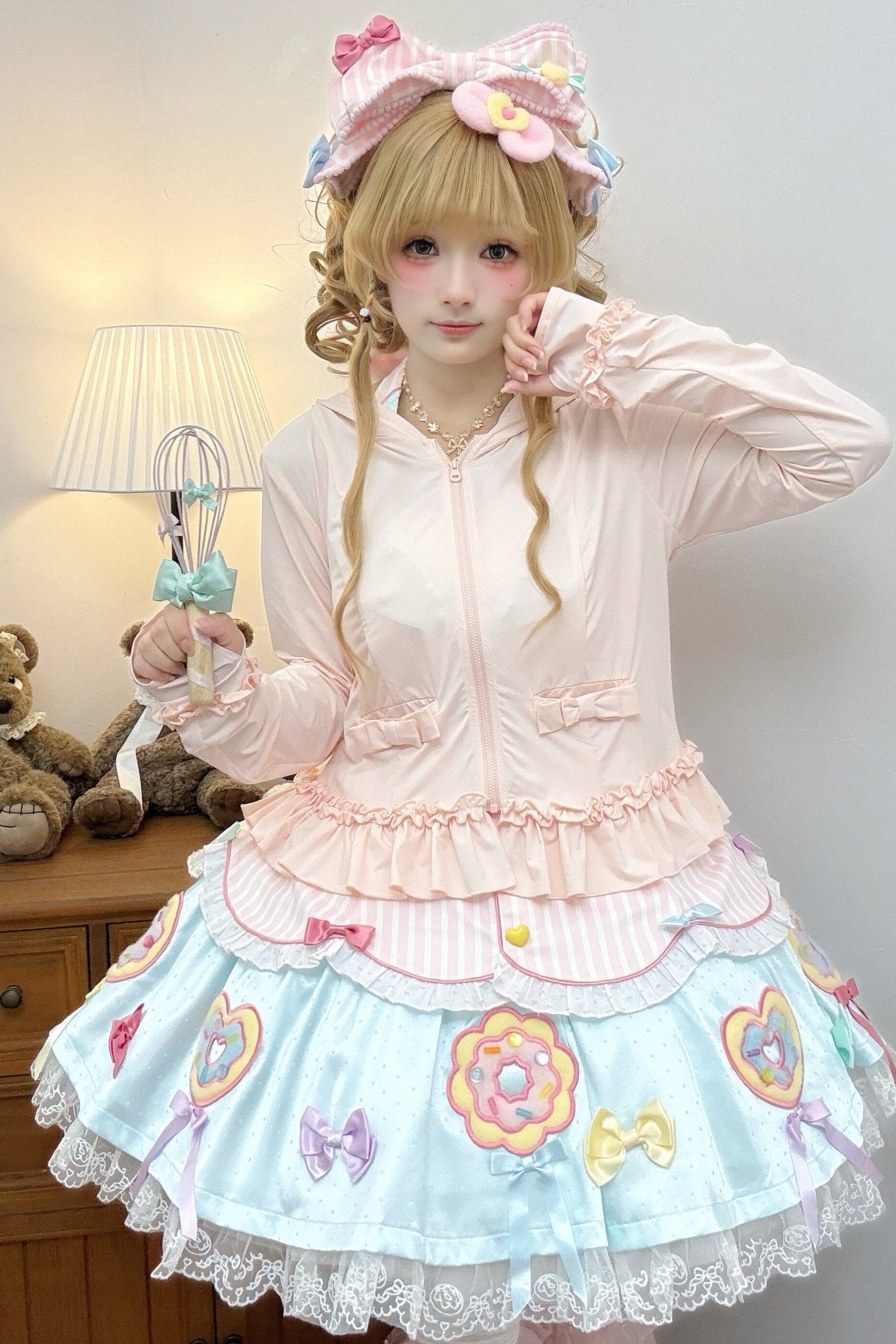 UPF50+ Lolita Sun-Protective Jacket Detachable Visor Bow - LolitaEra