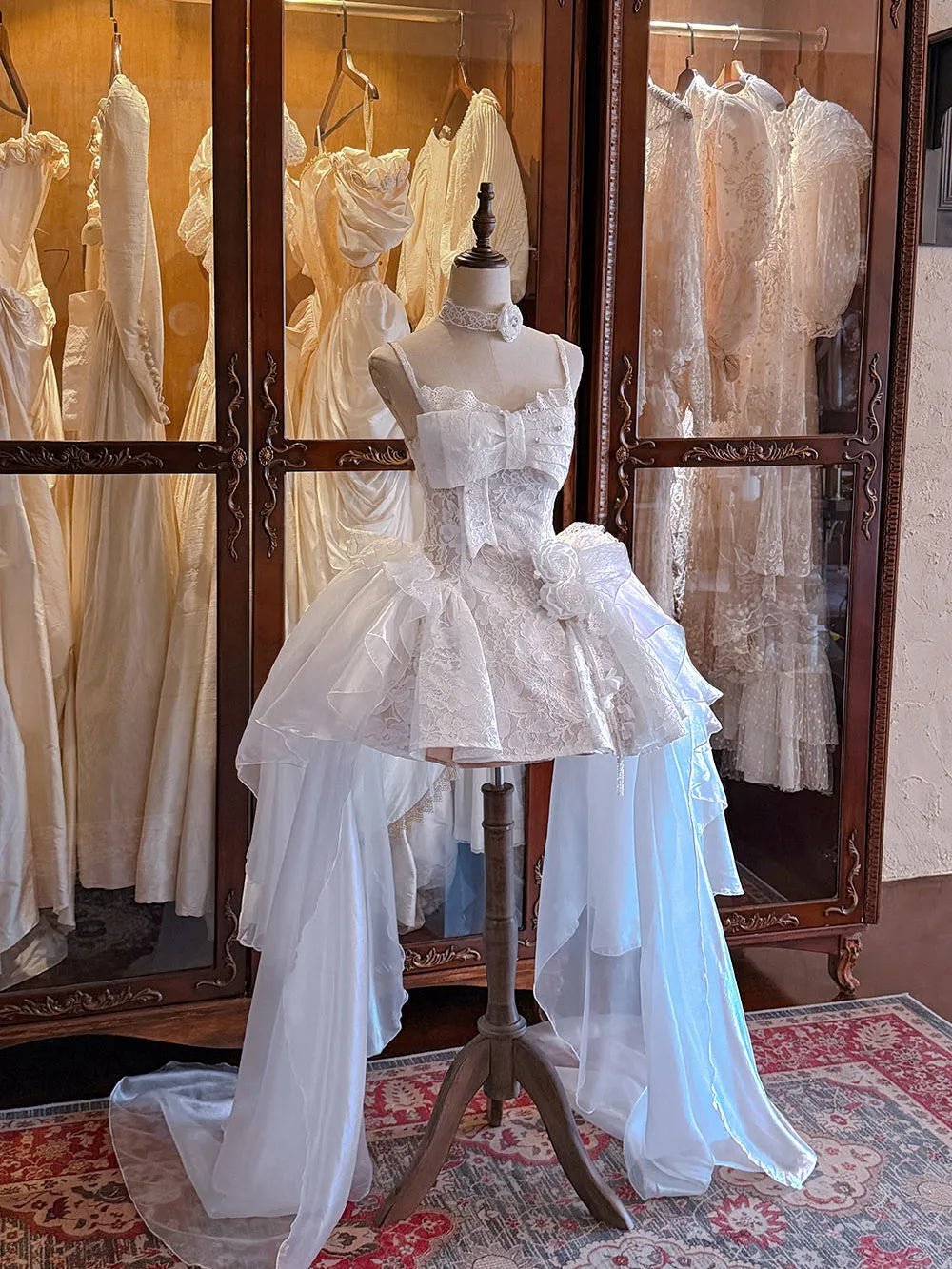 Upper East Maidens Gothic Bridal Long Train Lolita JSK Dress - LolitaEra